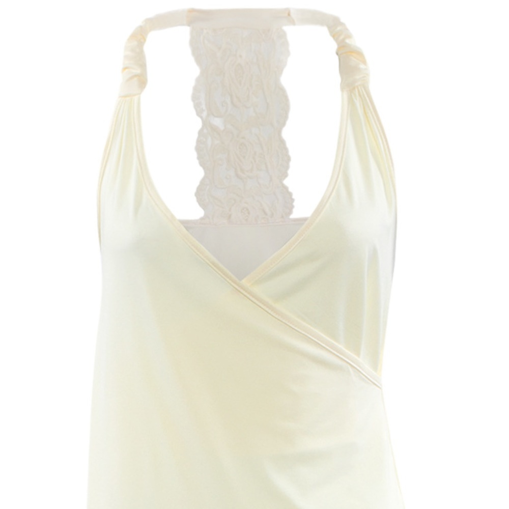 Ivory Tank Top - Lace T Back - Sexy and Soft - M